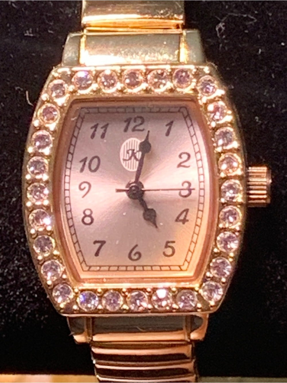 Gold-Tone Crystal Accent Women's Watch with Pink Dial